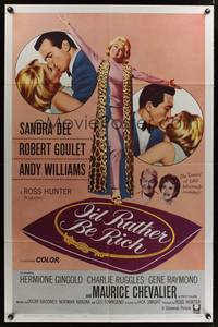 4r443 I'D RATHER BE RICH 1sh '64 sexy Sandra Dee between Robert Goulet & Andy Williams!
