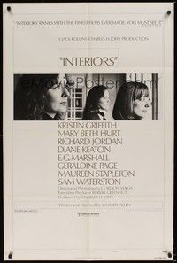 4r458 INTERIORS style B 1sh '78 Woody Allen, Diane Keaton, Mary Beth Hurt, Kristin Griffith
