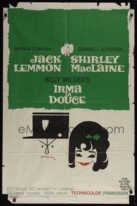 4r462 IRMA LA DOUCE style B 1sh '63 Billy Wilder, great art of Shirley MacLaine & Jack Lemmon!