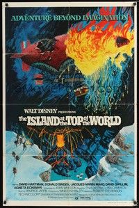 4r465 ISLAND AT THE TOP OF THE WORLD 1sh '74 Disney's adventure beyond imagination, cool art!
