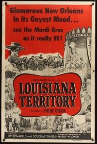 4r586 LOUISIANA TERRITORY style A 1sh '53 New Orleans in its Gayest Mood, see Mardi Gras as it is!
