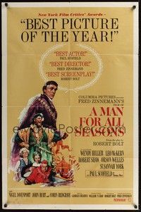 4r610 MAN FOR ALL SEASONS style B 1sh '67 Paul Scofield, Robert Shaw, Best Picture Academy Award!