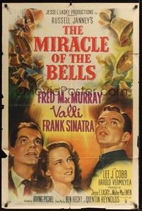 4r651 MIRACLE OF THE BELLS style A 1sh '48 great art of Frank Sinatra, Alida Valli & MacMurray!