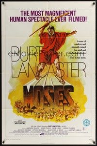 4r668 MOSES 1sh '74 religious Burt Lancaster, a man of wisdom & strength crushed an empire!