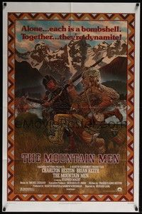 4r670 MOUNTAIN MEN 1sh '80 great Hopkins art of Charlton Heston & Brian Keith!