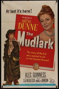 4r676 MUDLARK 1sh '51 great artwork of beautiful Irene Dunne as Queen Victoria of England!