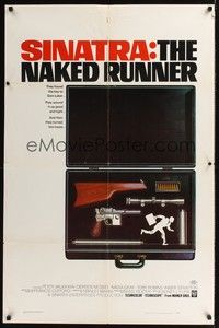 4r695 NAKED RUNNER 1sh '67 Frank Sinatra, cool image of sniper rifle gun dismantled in suitcase!