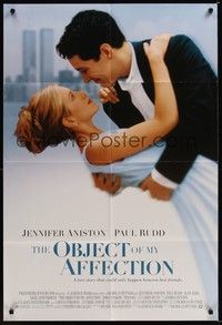 4r724 OBJECT OF MY AFFECTION style A 1sh '98 romantic close-up of Jennifer Aniston & Paul Rudd!