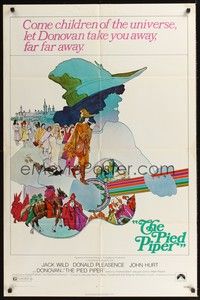 4r759 PIED PIPER 1sh '72 directed by Jacques Demy, cool art of Donovan playing guitar!