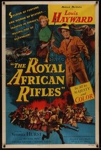 4r818 ROYAL AFRICAN RIFLES 1sh '53 Louis Hayward, Veronica Hurst, art of charging riflemen!