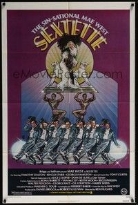 4r830 SEXTETTE 1sh '79 art of ageless Mae West w/dancers & dogs by Drew Struzan!