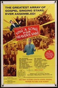 4r839 SING A SONG FOR HEAVEN'S SAKE 1sh '66 greatest array of gospel singing stars ever assembled!