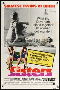 4r843 SISTERS 1sh '73 Brian De Palma, Margot Kidder is a set of conjoined twins!