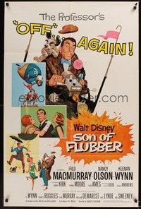 4r865 SON OF FLUBBER style A 1sh '63 Walt Disney, art of absent-minded professor Fred MacMurray!