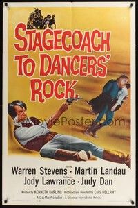 4r872 STAGECOACH TO DANCERS' ROCK 1sh '62 cowboys Martin Landau & Warren Stevens!