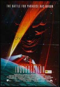 4r875 STAR TREK: INSURRECTION int'l DS 1sh '98 Patrick Stewart as Capt Jean-Luc Picard, cool art!