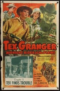 4r907 TEX GRANGER Chap1 1sh '47 Robert Kellard western serial, Tex Finds Trouble!