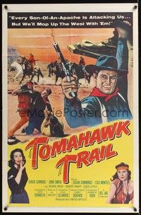 4r931 TOMAHAWK TRAIL 1sh '57 Chuck Connors, John Smith, a sight of staggering terror!