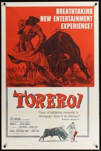 4r935 TORERO 1sh '57 image of most famous matador Luis Procuna at work!