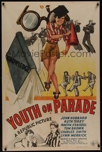 4r996 YOUTH ON PARADE 1sh '42 patriotic teen musical, John Hubbard, Ruth Terry!!