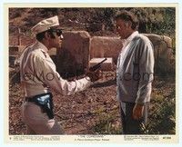 4s046 COMEDIANS color 8x10 still #8 '67 close up of Richard Burton arguing with hip cop w/gun drawn!
