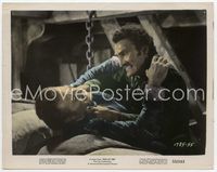 4s080 KISS OF FIRE color 8x10.25 still '55 close up of Jack Palance as El Tigre choking bad guy!