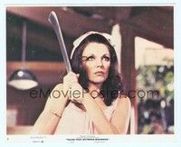 4s133 TALES THAT WITNESS MADNESS 8x10 mini LC #2 '73 close up of Joan Collins wielding machete!