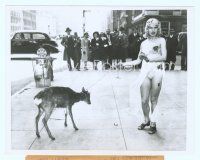 4s265 FAITH BACON 7x9 news photo '56 the sexy dancer on Park Avenue with a deer on leash in 1939!