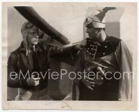 4s274 FLASH GORDON 8x10 still '36 great image of aviator Buster Crabbe with guy in wacky suit!