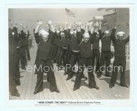 4s315 HERE COMES THE NAVY 8x10 still '34 James Cagney & Frank McHugh exercising on deck of ship!