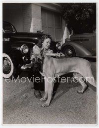 4s341 IRENE DUNNE candid 8x10 still '44 close up with her Great Dane named Butch!