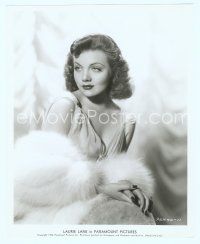 4s364 LAURIE LANE 8x10 still '38 great seated portrait of the sexy star with cool fur!