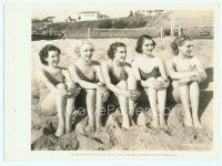 4s427 PARAMOUNT BEAUTIES 8x11 key book still '36 five young girls sitting in sand in California!