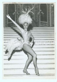 4s451 REGINA LE GURRY 5x7.25 promo still '50s the sexy Tropicana showgirl performing on stairs!