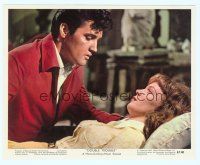 4s051 DOUBLE TROUBLE color 8x10 still '67 c/u of Elvis Presley leaning over Annette Day in bed!