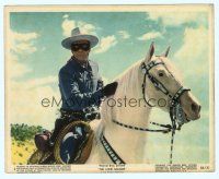 4s085 LONE RANGER color 8x10 still '56 cool close up of masked Clayton Moore riding on Silver!