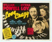 4s086 LOVE CRAZY color-glos 8x10 still '41 William Powell, Myrna Loy, set up like a title card!