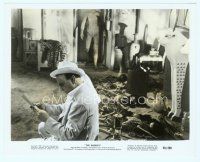 4s096 MUMMY color 8x10 still '59 man reading newspaper is unaware of Chris Lee as the monster!