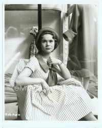 4s461 ROOM AT THE TOP candid English 8x10 still '59 Heather Sears resting on set between scenes!