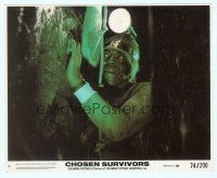 4s044 CHOSEN SURVIVORS 8x10 mini LC #4 '74 close up of man in cave wearing flashlight on head!