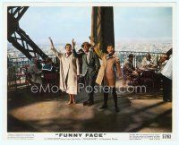 4s063 FUNNY FACE color 8x10 still '57 Audrey Hepburn, Fred Astaire & Kay Thompson with arm raised!