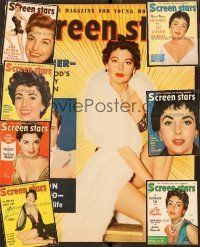 4t022 LOT OF 8 SCREEN STARS MAGAZINES lot '54 - '56 Ava Gardner, Liz, Marlon Brando, Esther Williams