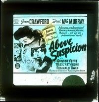 4t205 ABOVE SUSPICION Aust glass slide '43 Joan Crawford, MacMurray, romance, intrigue, murder!