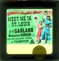 4t227 MEET ME IN ST. LOUIS Aust glass slide '44 Judy Garland, Margaret O'Brien, classic musical!