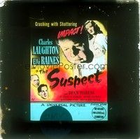 4t235 SUSPECT Aust glass slide '44 Charles Laughton, sexiest Ella Raines, Robert Siodmak!