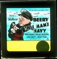 4t236 THIS MAN'S NAVY Aust glass slide '45 William Wellman, art of Navy soldier Wallace Beery!