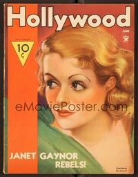 4t086 HOLLYWOOD magazine June 1934 great artwork portrait of sexy Constance Bennett!