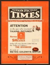 4t036 MOTION PICTURE TIMES exhibitor magazine April 15, 1930 Norma Shearer in The Divorcee!