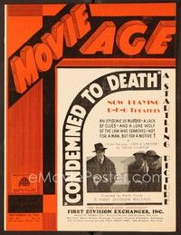 4t046 MOVIE AGE exhibitor magazine September 22, 1932 Condemned to Death is a startling picture!