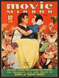 4t081 MOVIE MIRROR magazine May 1938 art of Snow White & the Seven Dwarfs by Robert Reid!